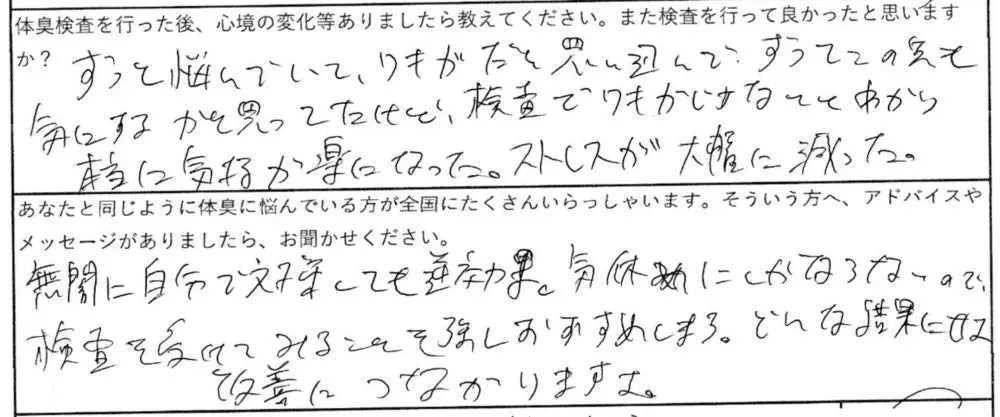 気休めにしかならないので、検査を受けてみることを強くおすすめします。