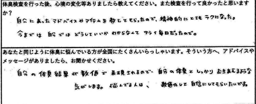 自分の体臭結果が数値で表現されるので、自分の体臭としっかりむきあえるような気がします。