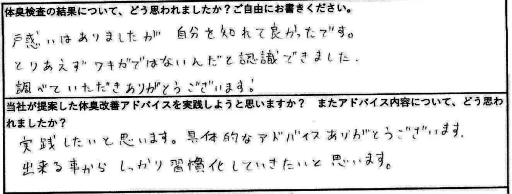 とりあえずワキガではないんだと認識できました。